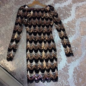 Black, Gold, Silver, Holiday Dress